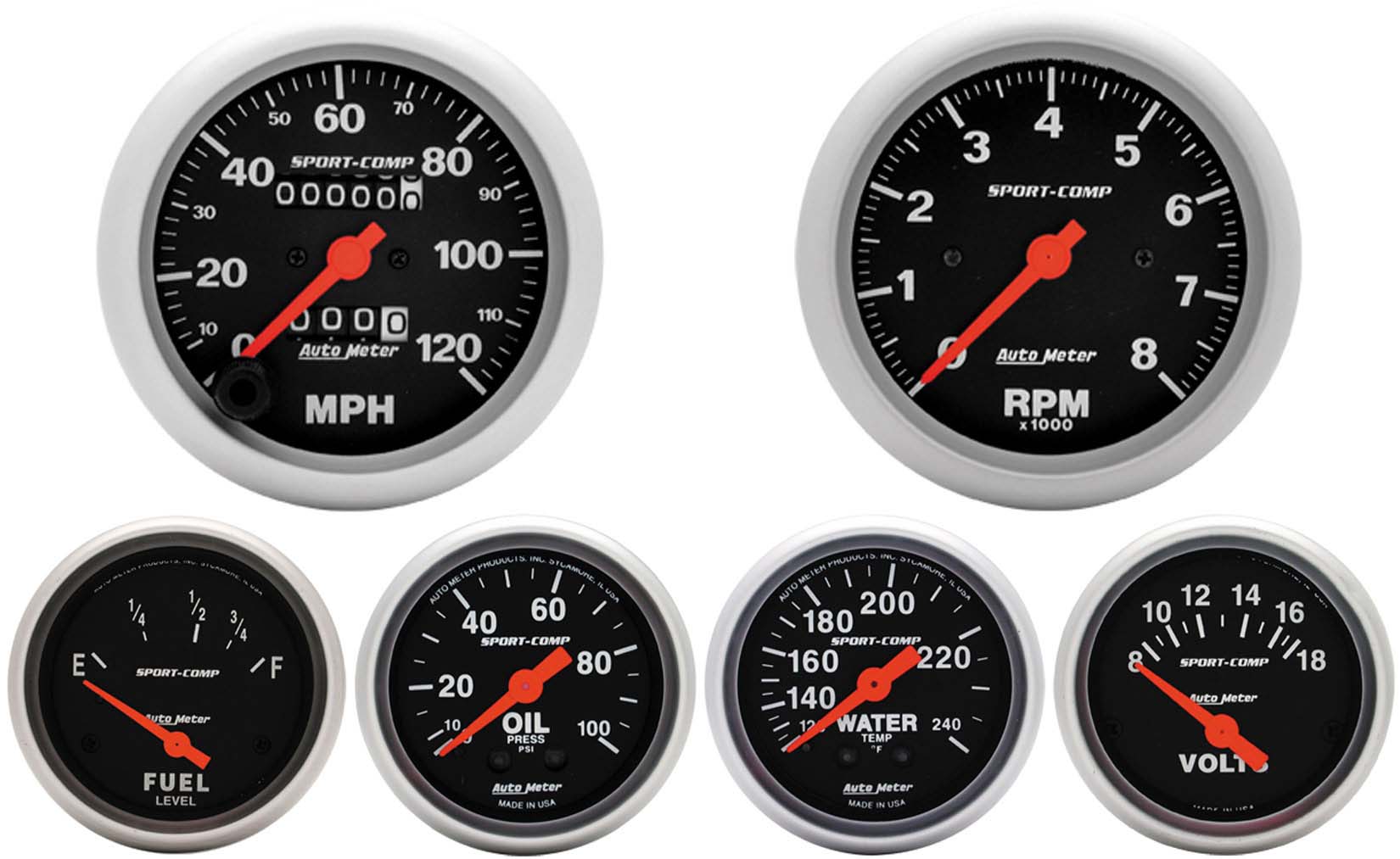 57 Bel Air Black Dash Carrier w/ Auto Meter Sport Comp Mechanical Gauges