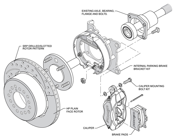 Mopar Wilwood Rear Disc Brake Kit 12 Dana 60 8   3/4, 9   3/4 w/ 2.36 